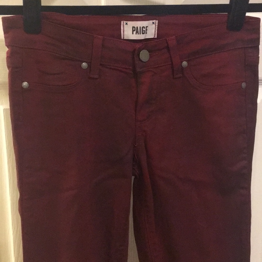 PAIGE Waxed Red Skinny Jeans